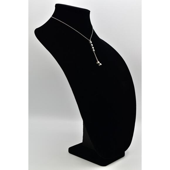 Christian Dior Vintage Block Logo Necklace Pendant Tassel CD Silver Signed BinBJ - Picture 4 of 12